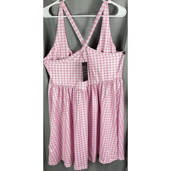 2 pc Womens XXL Pink Houndstooth Two-Piece Athletic Golf Tennis Dress & Shorts - Picture 7 of 16